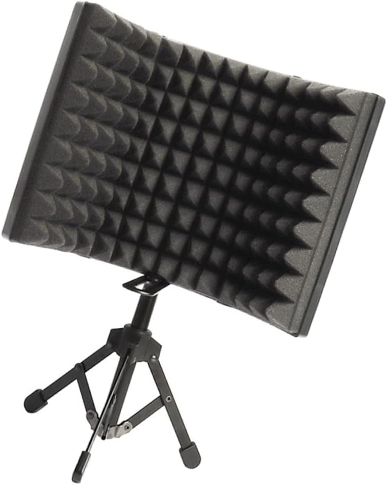 1set Microphone Isolation Shield Windproof Cover Multi Noise Reduction for Studio Recording and Podcasting Includes Desktop Stand and Filter