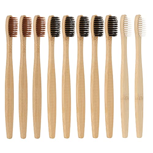 TARSHYRY Cepillos de Dientes de Madera 10 Piezas de 10 Piezas de Colores Variados Cepillo de Dientes Reutilizable para Viajar a Casa Uso