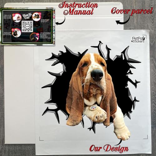 Image of Vinyl Dog Stickers - Car Decals for Women & Dog Lovers (Basset Hound)