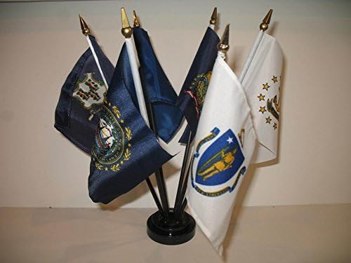 New England 6 States 4"x6" Miniature Flags Desk Set with Black Base image 2