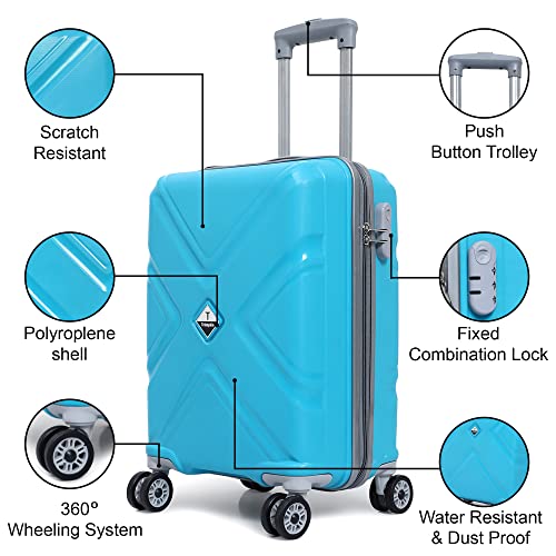 Image of Polypropylene 360 Degree Small Suitcase /Cabin-Luggage / 20 inch inch /Size 55 cm /Hard-Sided Luggage Trolley Bag /Model-X /Colour Green / 360 Rotating / 8 Wheels /Brand : Trumpkin