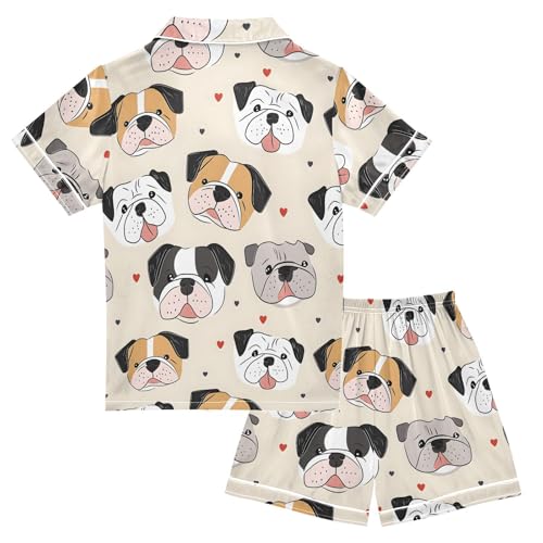 Unisex Button Down Pajamas Set Summer Cute Animals 2 Piece Sleepwear Satin Silk Loungewear Pjs2