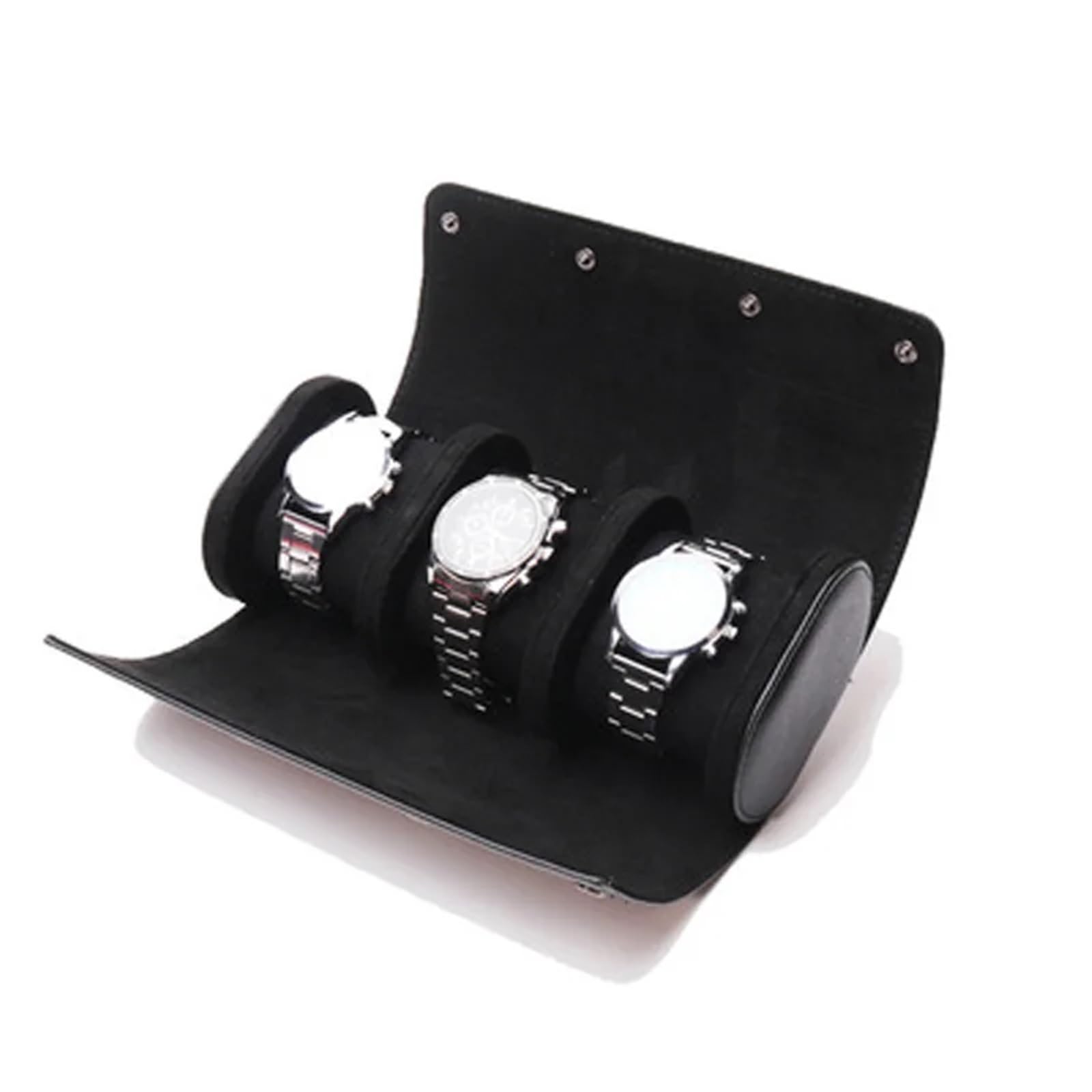 2 pezzi 1/2/3 slot orologio a rotolo custodia da viaggio elegante portatile in pelle Per Organizzare,Conservare(3 Slot Brown)