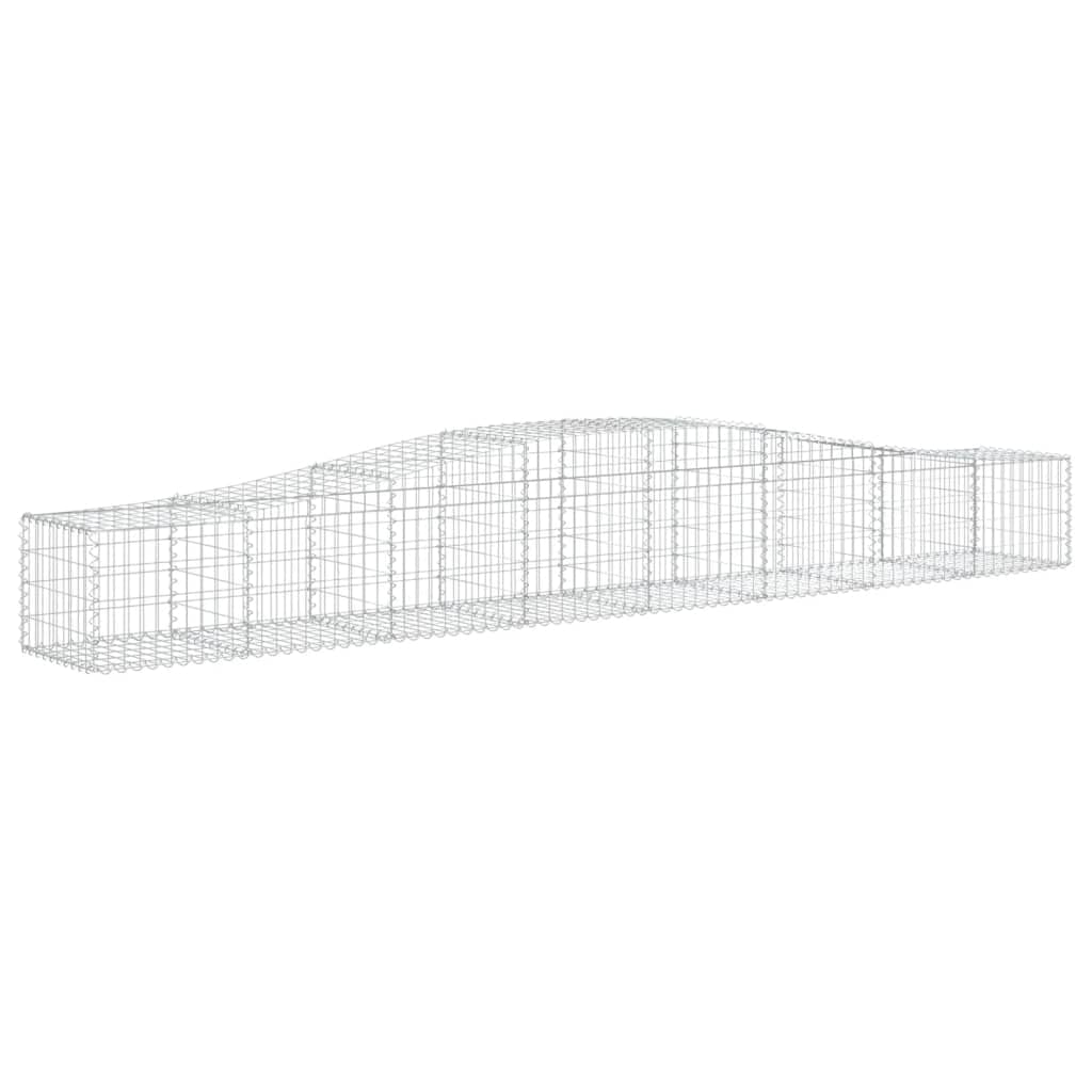 Kosze gabionowe łukowe 10 sztuk 400 x 50 x 40/60 cm ocynkowane żelazo, dźwiękochłonne dekoracyjne bariery ogrodowe ze wzmocnionymi haczykami i drutem 3,5 mm