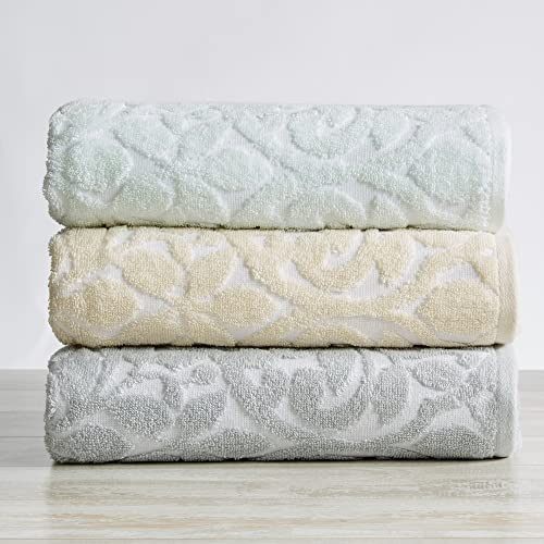Great Bay Home 100% Cotton Jacquard Bathroom Towels. Absorbent Quick-Dry Plush Bath Towels. Cassie Collection  thumb #3