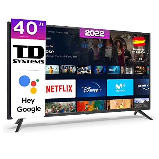 TD Systems - Smart TV Hey Google Official Assistant - Televisores 40 Pulgadas, Control por Voz, Chromecast, 3X HDMI, 2X USB. 3 años de garantía - K40DLX15GLE Modelo 2023