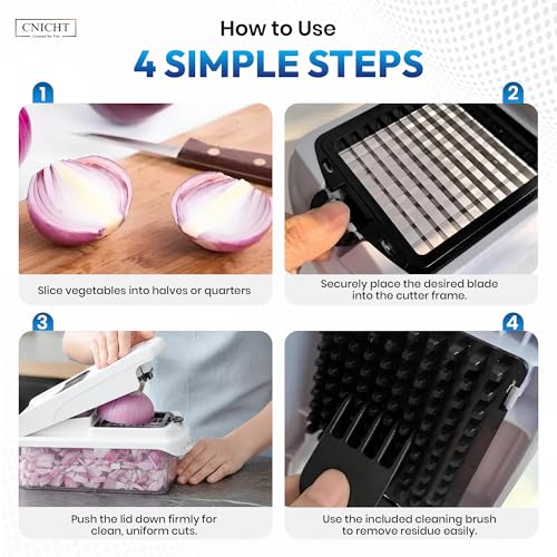 17-in-1 Vegetable Chopper Veg Dicer Cutter with 7 Rust-Resistant Blades – Veggie Food Salad Chopper Manual, Onion Slicer with Container, Easy to Clean - Image 6