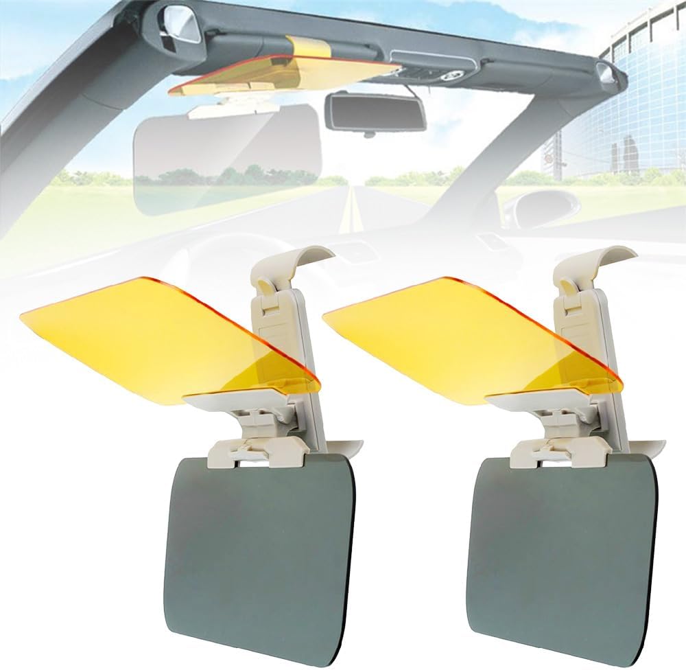 Car Sun Visor AntiGlare Mirror, New Upgrade 2 in 1 Car AntiGlare Sun Visor Safety