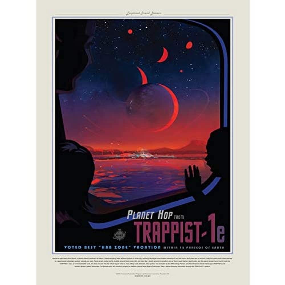 Wee Blue Coo Nasa Space Travel Advert Trappist 1E Unframed Art Print Poster Wall Decor 12X16 Inch