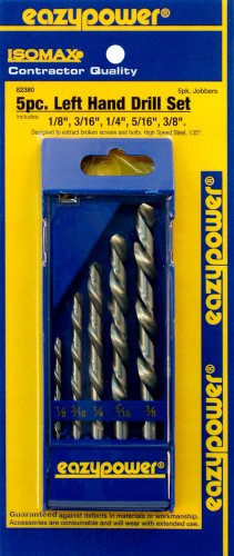 EAZYPOWER 82380 5Piece 1/8"-3/8" Left Handed M2 High Speed Steel Drill Bit Set