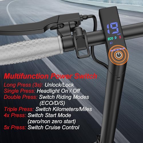 Electric Scooter – 19 MPH Max Speed, 8.5″ Honeycomb Solid