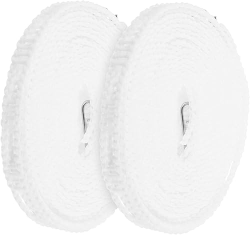 Veemoon Paquete de 2 tendederos a prueba de viento de 16.4 pies a prueba de viento, cuerda de secado de ropa ajustable de nailon para colgar