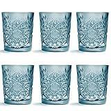  Libbey - Hobstar - Whiskyglas, Wasserglas, Saftglas - Farbe: Blau - 355 ml - 6er Set