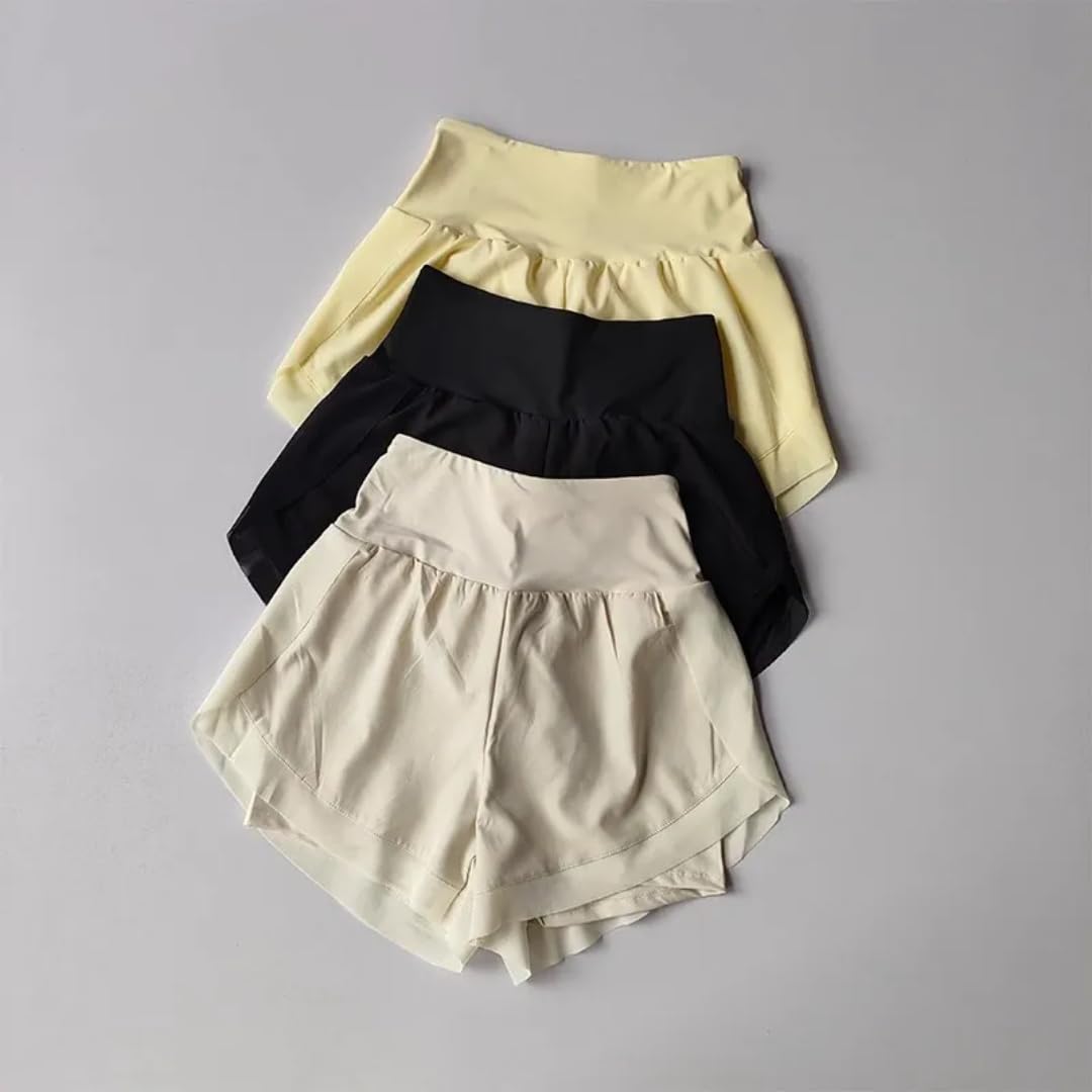 Shorts Yoga Donna A Maglia Tasche Filettate Nylon Elastam | Shorts sportivo a maglia senza cuciture vestibilità regolare, tasche filettate laterali, per yoga, palestra e allenamento