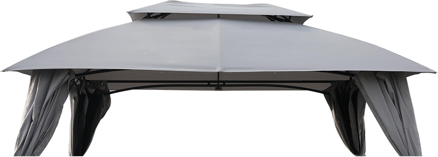 Grand Patio 10x13 Gazebo Replacement Canopy Curved Top Double Soft Canopy for Patio, Deck, Backyard, Garden, Lawns (Curved top,ONLY Top Without Frame)