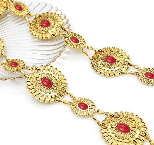 Image of Women's Concho Chain Belt Western Cowgirl Metal Waist Chain Belt for Dress