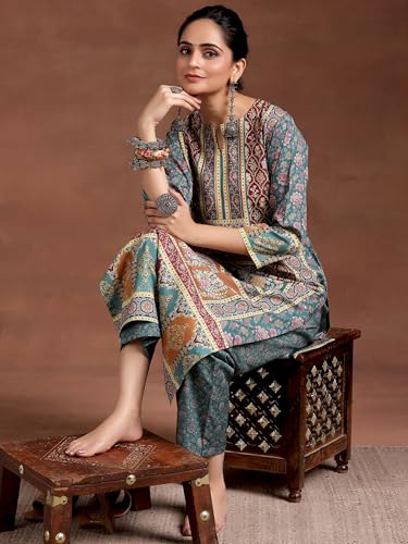 Image of Libas Womens Printed Crepe Straight Kurta for Women