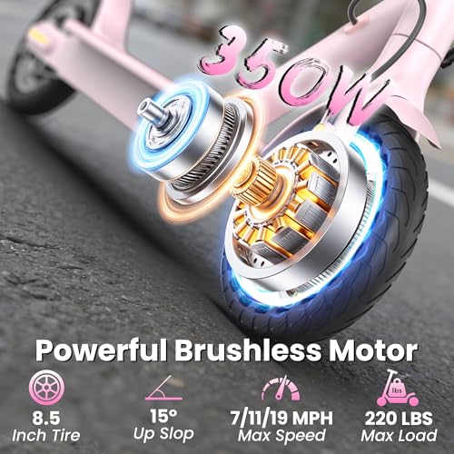 Image of Electric Scooter for Kids Aged 6-10, 350W Motor, 19 Mph Speed & 15 Miles Range, 8.5 inch Solid Tires, Lightweight Foldable Scooter with Dual Braking System, Max Load 265LBS