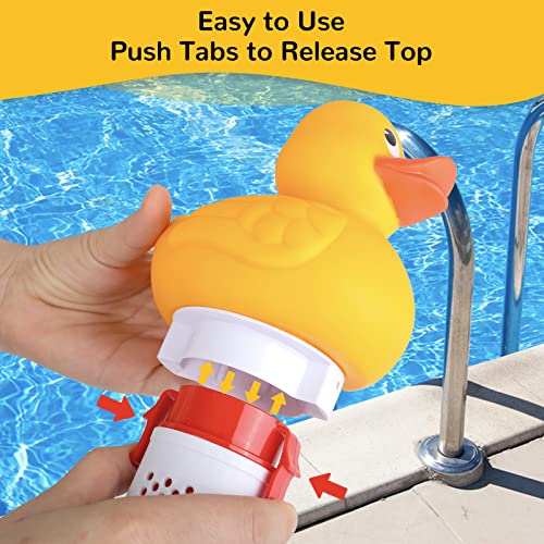 Mini Floating Pool Chlorine Dispenser - Chlorine/Bromine Floater For 1 Inch Tablets, Spa, Hot Tub & Small Pool Chlorine And Bromine Chemical Dispenser, 6 Flow Level Control Settings (Yellow Duck) #TOP3