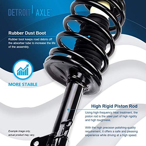 Image of Detroit Axle - 10pc Front End Suspension Kit for 2002-2006 Nissan Sentra 2003 2004 2005, 2 Ready Struts, 2 Lower Control Arms w /Ball Joints, 4 Inner & Outer Tie Rods, 2 Sway Bar Links Replacement