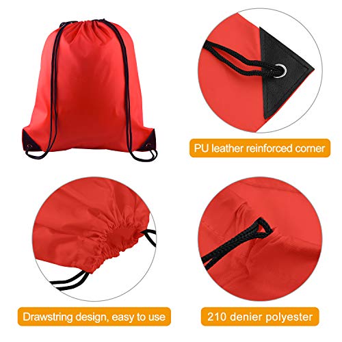 Image of KUUQA 80Pcs Red Drawstring Backpack Bag Sack Drawstring Bags Bulk String Bags Storage Bags for Sport Gym Traveling