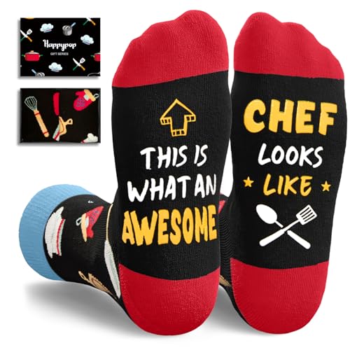 HAPPYPOP Chef Gifts for Men Women - Chef Cooking Socks, Culinary Ideas for Cooker