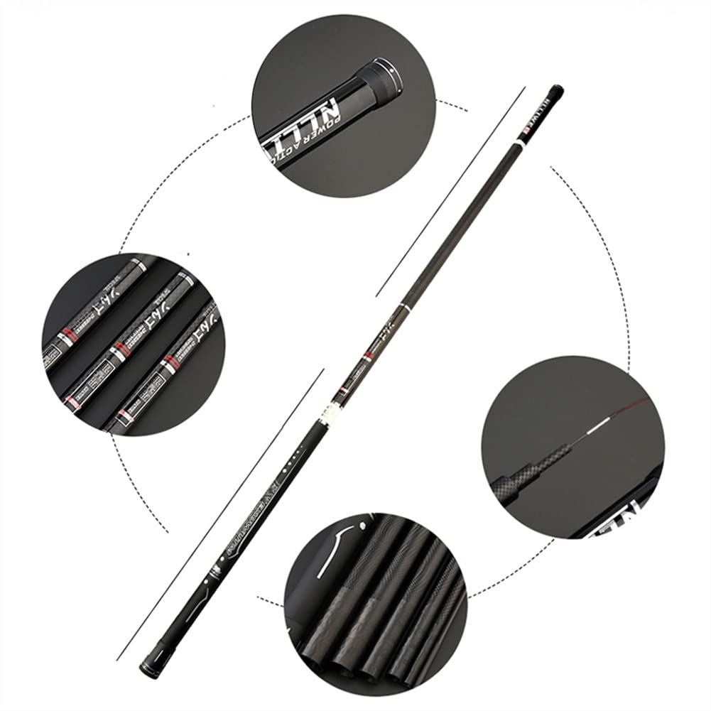 YADLCR Canne à Pêche Super Dure 3.6M-13M Canne à Pêche Pour Esturgeon Canne à Pêche Pour Gros Gibier Canne à Pêche Longue Télescopique En Fibre De Carbone(3.6m