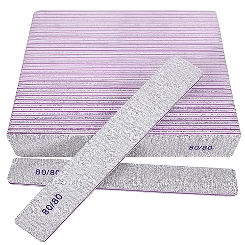 80/80 Grit Nail Files (24 Pack), Heavy Coarse Emery Boards for Acrylic Nails and Gel Nails, 80 Grits...