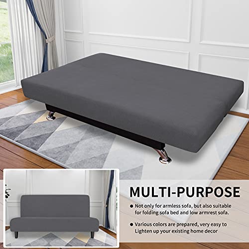 Image of Easy-Going Stretch Large Futon Slipcover Armless Futon Cover Grey