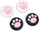 DLseego Thumb Grips Designed for Nintendo Switch 2 2025, Soft Silicone Joycon Analog Controller Protective Anti-Slip Cover 4PCS Button Joy Con Joystick Caps Cat Claw Covers - White&Black&Pink