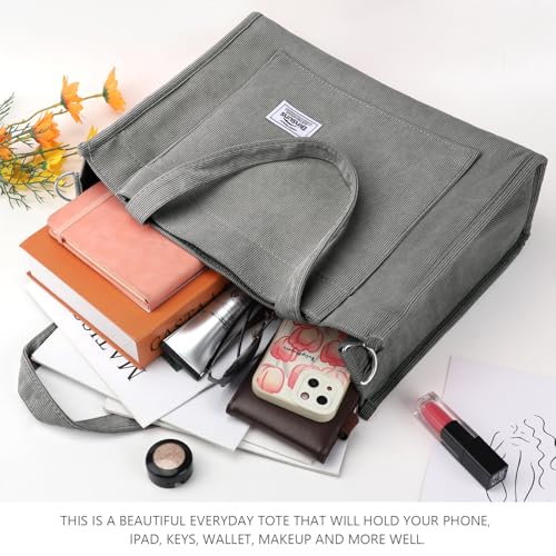 Image of Corduroy Tote Bag for Women Small Satchel Bag Mini Tote Bag Aesthetic Crossbody Handbag - School Work Travel Shopping