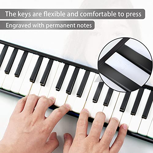 Image of East top 32-Key Melodica, Professional Mouth Melodica Keyboard Organ Instrument for Adults, Students and Kids, As a gift, Set-Black