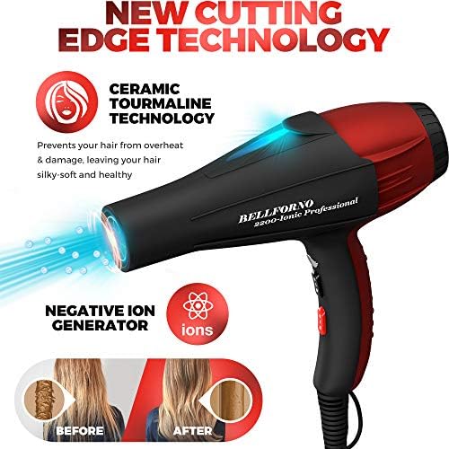 Professional Ionic Salon Hair Dryer — side view showing full product dimensions
