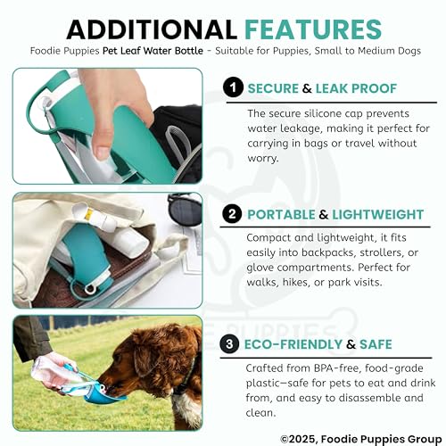 Image of Foodie Puppies Portable Dog Water Bottle - (Aqua Bottle) I Leak-Proof and Lockable Pet Dispenser Cup for Travel, Walking and Hiking (350ml)
