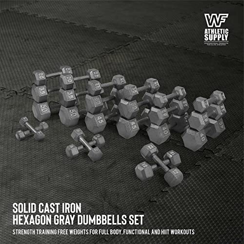 CAPHAUS Cast Iron Solid Hexagon Grey Dumbbell Combo, Strength Training Free Weights for Women and Men, Hand Weights Sold by Set, With or Without Rack Options - Image 4