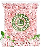 Soft Peppermint Puffs, 180 Mints, For Offices And Guests, Creamy Melt-In-Your-Mouth Candy, Individually Wrapped For Freshness, 2 Pound Bag For Candy Dishes, Parties And Coffee Stations