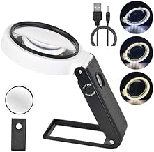 Magnifying Glass with Light and Stand 10x 25x Illuminated Magnifying Glass Large Magnifying Glass on Stand with 32 LED Lights for Close Work Coin Stamp Collection