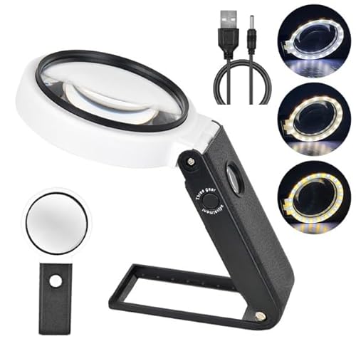 Bysameyee 10X 25X Magnifying Glasses with Light and Stand