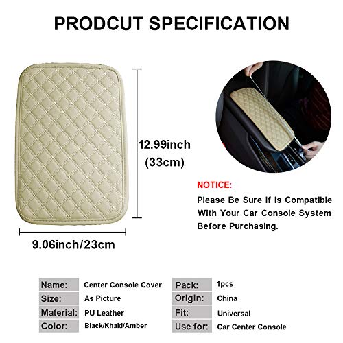 LKXHarleya Car Center Console Cover, Universal Car Armrest Cover, PU Leather Auto Arm Rest Cushion Pads, Center Console Armrest Protector, Fit for Most Vehicle, SUV, Truck Car Accessories - Thumbnail 3