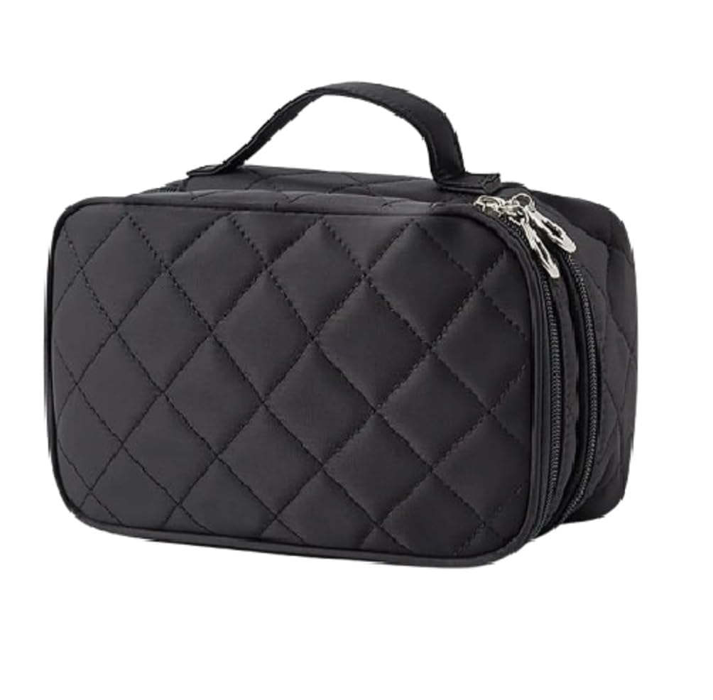 Makeup Pouch Bag Organiser Large Cosmetic Vanity Bag for Women, Makeup Bag for Travel, Cosmetic Pouch, Makeup Organizer Perfectly Fit in Any Suitcase or Big Bag Black Colour-image-14