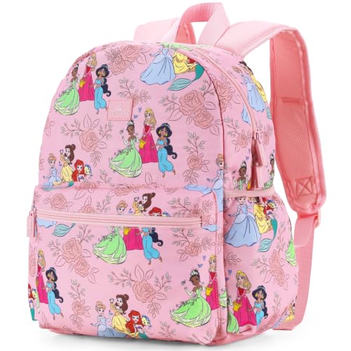 Mochila Disney para crianças, 30,5 cm/35,5 cm, mochila escolar, Esquadrão floral pastel da princesa da Disney, Small, Personagem