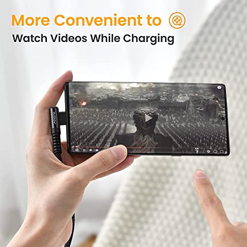 Image of AINOPE USB C Cable Right Angle (2-Pack, 10ft+10ft) 3.1A Type C Charger Fast Charging, Durable Nylon Braided USB A to USB C Charger Cable (Black)