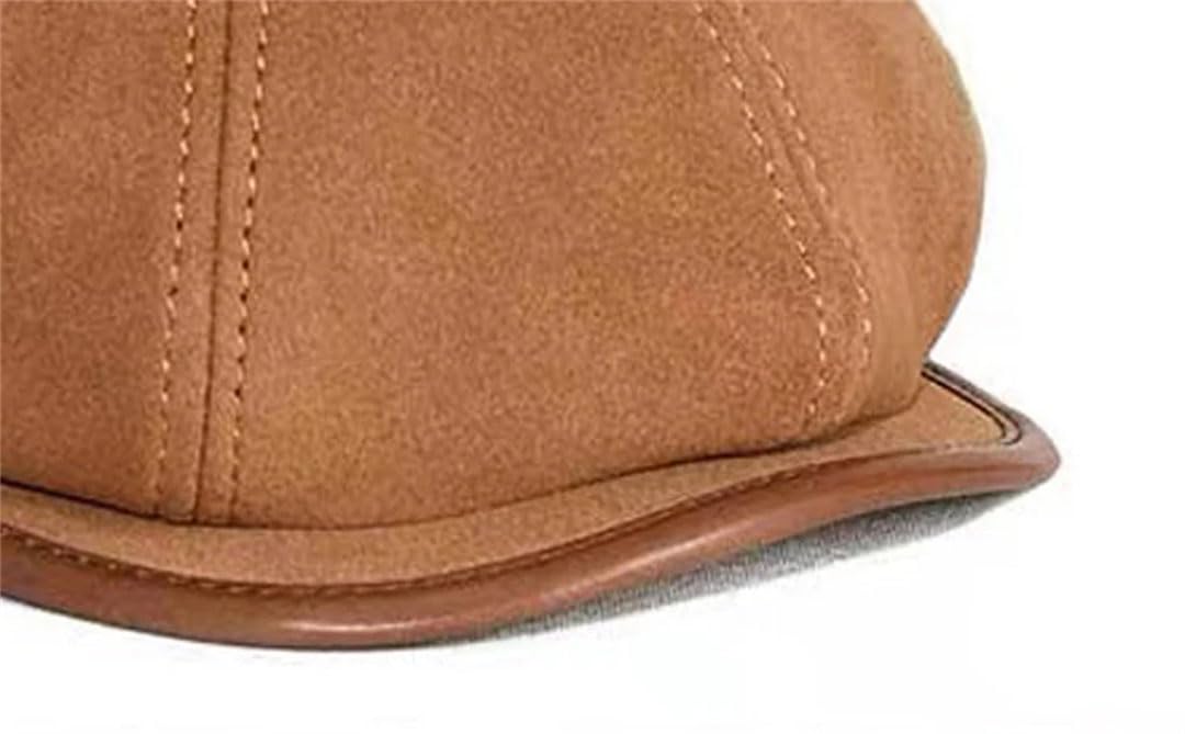 Boina de piel de ante para hombre, 100% ante de oveja, gorras octogonales