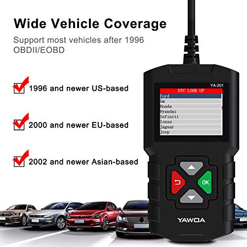 JDIAG OBD2 Scanner Enhanced Car Code Reader Check Engine Light OBDII CAN Diagnostic Scan Tool Universal for Vehicles After 1996 - Black