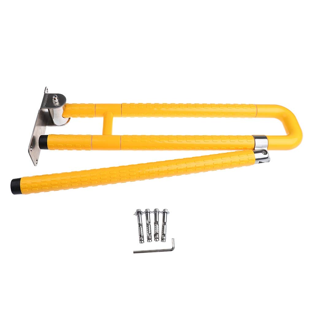 Barra de agarre de baño en forma de R plegada, asas de seguridad para el baño para discapacitados, barras de asistencia para pacientes ancianos, mango de uso (color: amarillo)