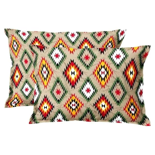 Image of CAPSICUM Glaze Cotton 95 GSM Single Bedsheet Set with 1 Pillow Cover - D4001 Geometric Maroon and Cream Design for a Modern Bedroom Aesthetic