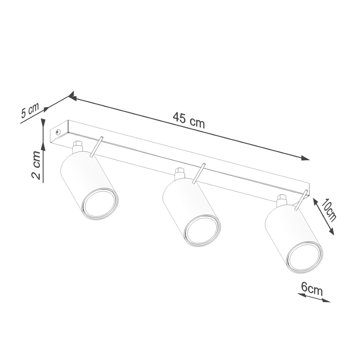 SOLLUX lighting Lampada Da Soffitto Orientabile Faretto Da Soffitto Di Acciaio 3 Paralumi 45 x 6 x 17 cm Ocra Rossa Ring