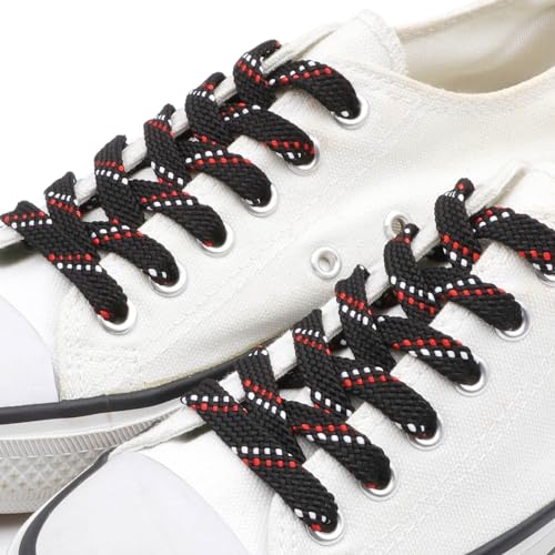 Image of Flat Shoelaces Multicolor Twill Point Thick Shoe Lace Shoestring 2 Pair