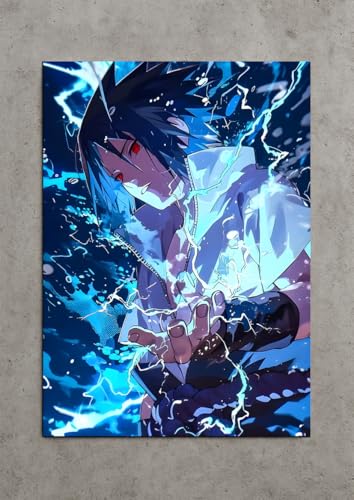 Image of NIJUKA Anime Printed Metal sheet Poster For Home And Room Decoration | For Anime Art Fans Boys And Girls (Sasuke chidori)