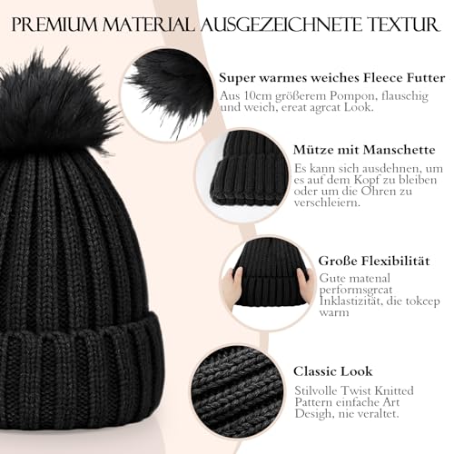 zeigt 22 cm Höhe und elastischen Bund - Detailansicht von AURUZA Beanie Damen Winter Warm Test – Dealfoxx.de